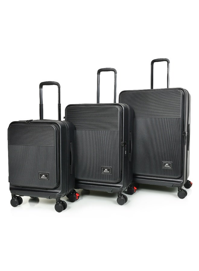 مورانو مجموعة حقائب سفر 3 قطع ( 20"، 24"، 28 بوصة)، حقيبة سفر صلبة من البولي كربونات مع قفل إدارة أمن النقل (أسود) - Image 2