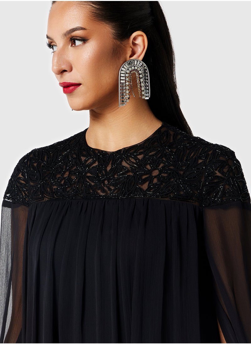Threadz by Ajooni - Chiffon Cape Dress - Image 1