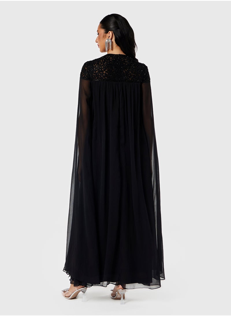 Threadz by Ajooni - Chiffon Cape Dress - Image 1