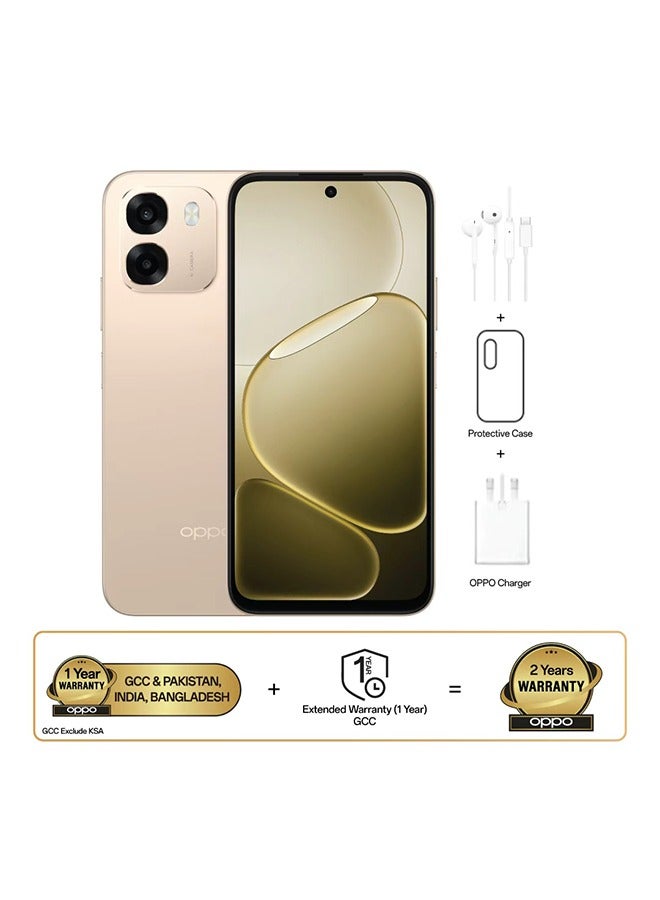 OPPO A6 5G Dual SIM Aurora Gold 8GB RAM 256GB With Oppo Wired Earphones - Middle East Version - Image 1