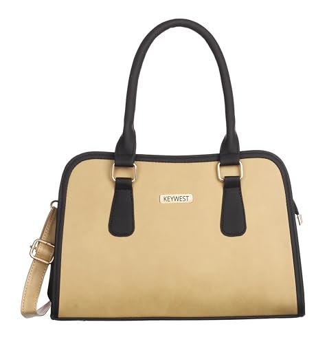Keywest Women's Laurent Satchel Tote Handbag for Women | Ladies purse | Stylish Shoulder Bag | Gift For Woman | Beige || Black - Image 2