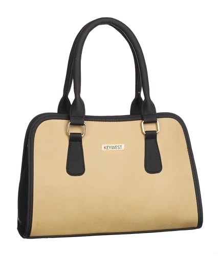 Keywest Women's Laurent Satchel Tote Handbag for Women | Ladies purse | Stylish Shoulder Bag | Gift For Woman | Beige || Black - Image 1