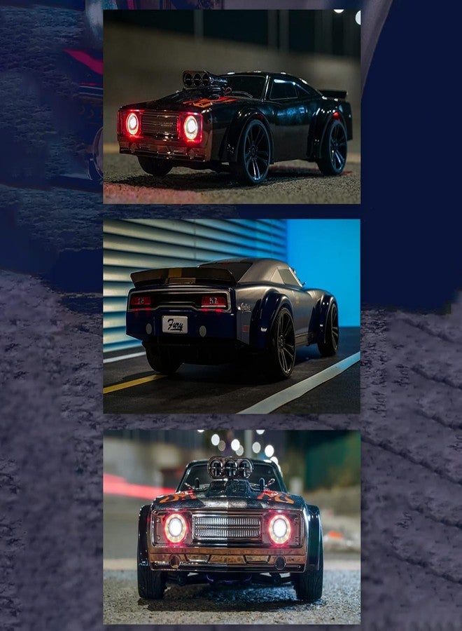 FEXXA سيارة تحكم عن بعد للانجراف، بمقياس 1/16، سرعة عالية تصل إلى 38 كم/ساعة، دفع رباعي، بتردد 2.4 جيجاهرتز، مزودة بإضاءة LED وبطاريتين قابلتين لإعادة الشحن، هدية مثالية للأطفال والكبار (أسود). - Image 3