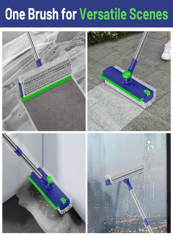 EHADOO Floor Scrub Brush with Long Handle: 3 in 1 Heavy-Duty Floor Scrubber Brush with Squeegee for Cleaning Tile Bathroom Deck Kitchen Patio - Blue - Image 3