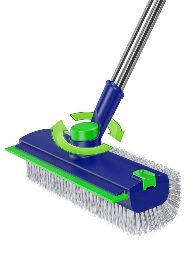 EHADOO Floor Scrub Brush with Long Handle: 3 in 1 Heavy-Duty Floor Scrubber Brush with Squeegee for Cleaning Tile Bathroom Deck Kitchen Patio - Blue - Image 1