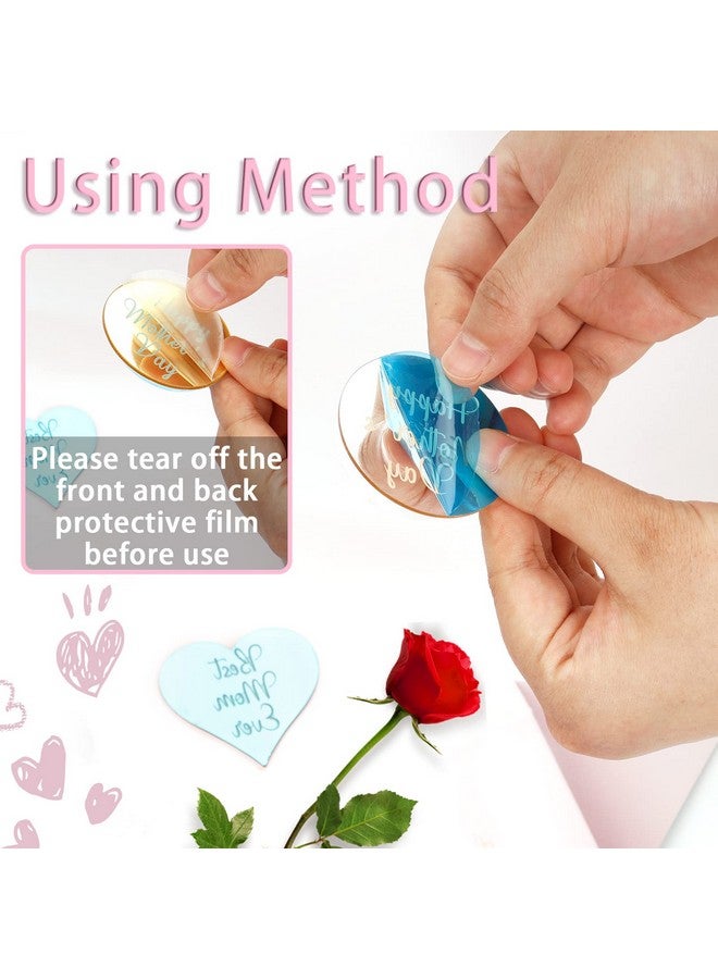 YBB 24 PCS Happy Mother's Day Acrylic Cupcake Toppers Cake Disc, Best Mom Ever Mirror Acrylic Cake Topper Charms for Mother's Day Party Decoration - Image 4