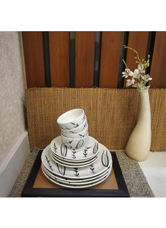 Caffeine Caffeine Ceramic Handmade White Bamboo Combo Dinner Set (12 pcs.)  - Image 4