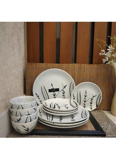 Caffeine Caffeine Ceramic Handmade White Bamboo Combo Dinner Set (12 pcs.)  - Image 2