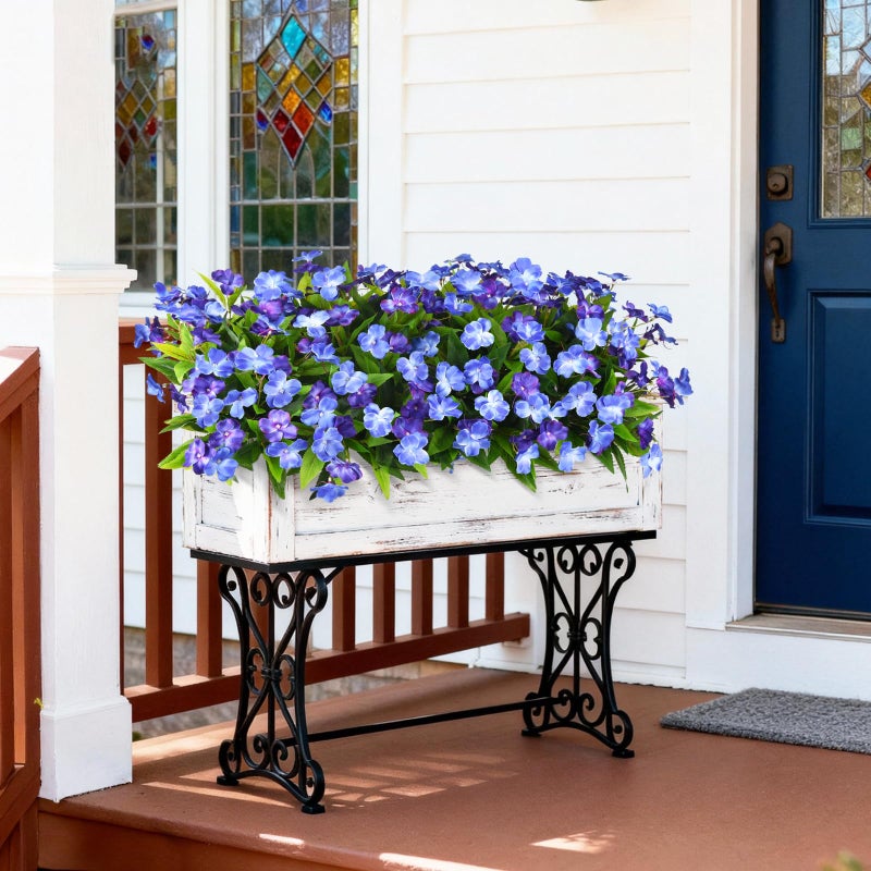ZFProcess Artificial Impatiens Flowers for Outdoors, 6 Bundles Silk Fake Flowers for Spring Summer Decoration, UV Resistant Faux Plants Plastic Bouquet for Home Planter Porch Patio Yard Decor(Double Blue) - Image 4
