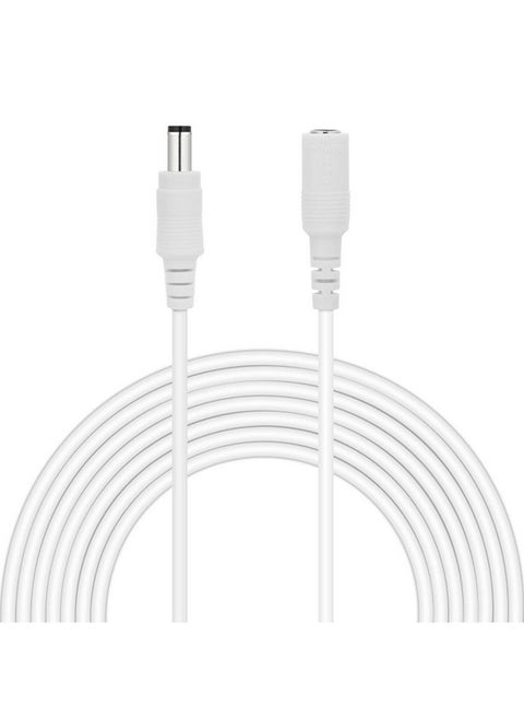 Dericam Universal 10ft Power Extension Cable, DC 12 Volt Power Adapter Extension Cord, Extend Additional 10ft/3 Meters Length for DC 12V Power Adapter or Wall Charger, 5.5mm DC Plug, 12V-3M, White