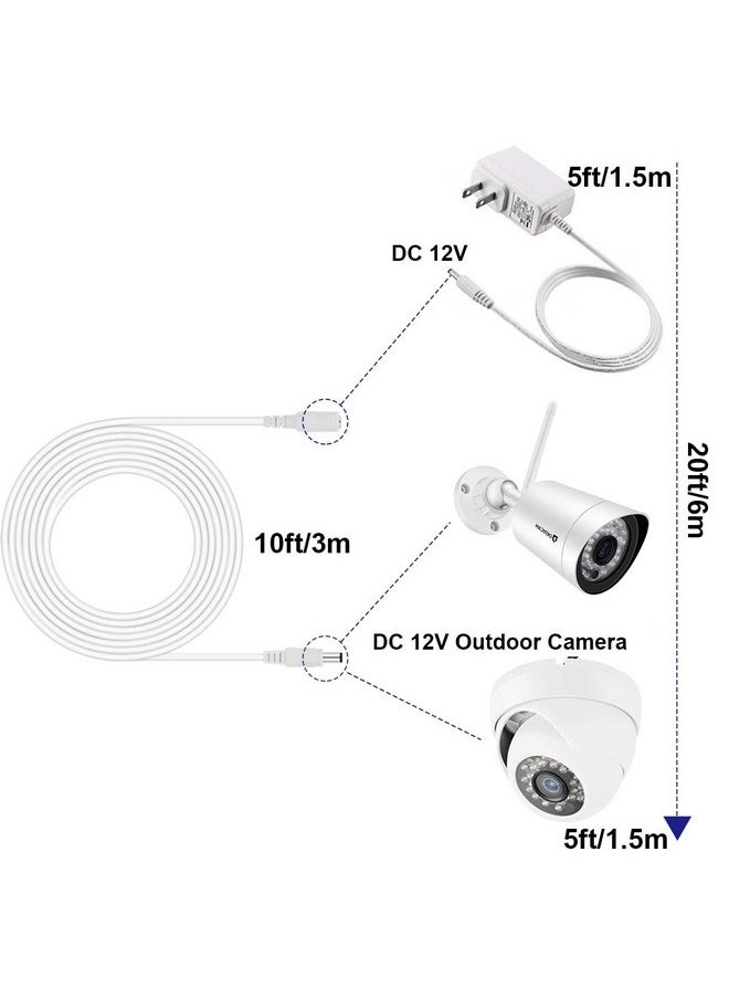 Dericam Dericam Universal 10ft Power Extension Cable, DC 12 Volt Power Adapter Extension Cord, Extend Additional 10ft/3 Meters Length for DC 12V Power Adapter or Wall Charger, 5.5mm DC Plug, 12V-3M, White  - Image 5