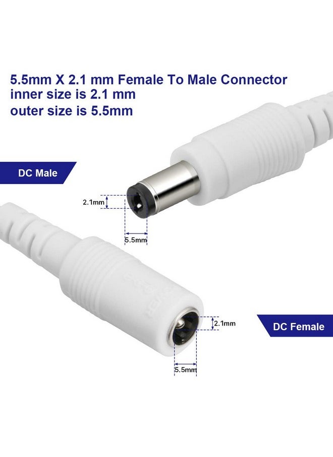 Dericam Dericam Universal 10ft Power Extension Cable, DC 12 Volt Power Adapter Extension Cord, Extend Additional 10ft/3 Meters Length for DC 12V Power Adapter or Wall Charger, 5.5mm DC Plug, 12V-3M, White  - Image 4