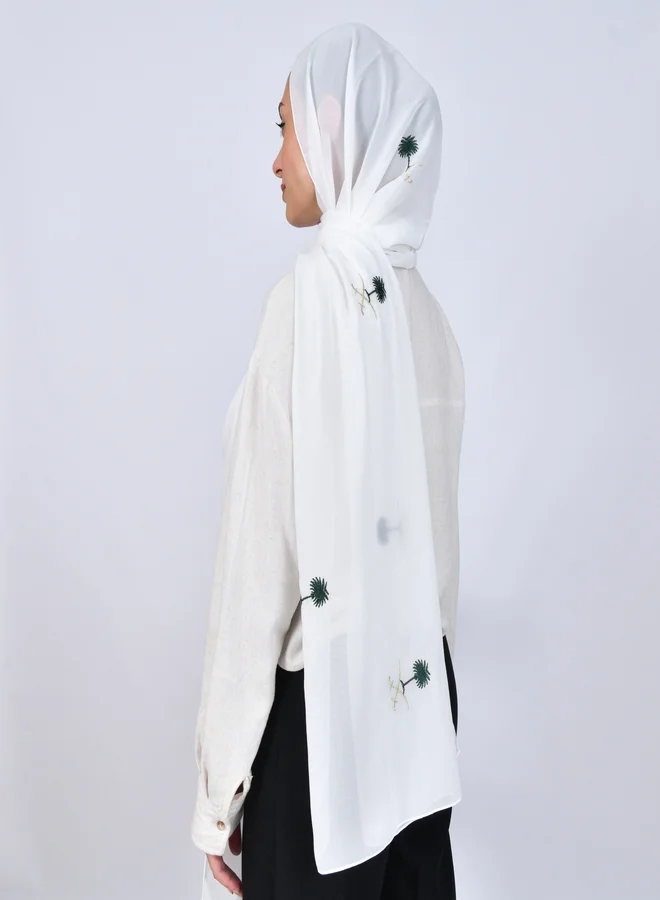 عبايات حوراء طرحة بيضاء بشعار السيفين والنخلة