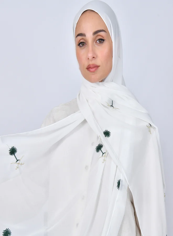 عبايات حوراء طرحة بيضاء بشعار السيفين والنخلة
