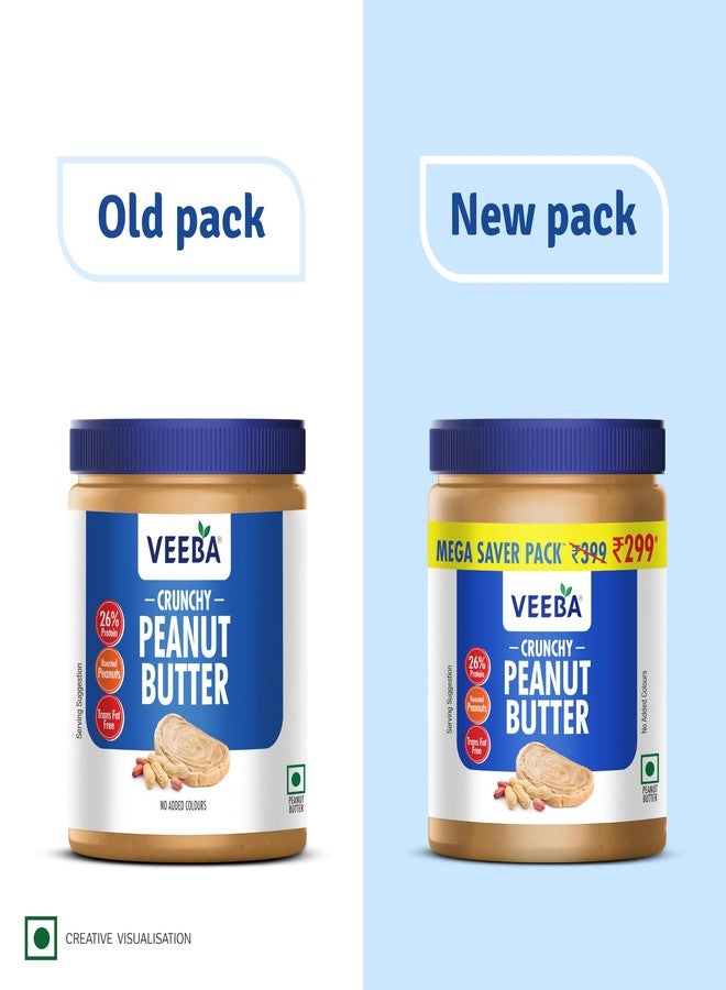 VEEBA Crunchy Peanut Butter| High Protein|Naturally Gluten Free|Vegan|Trans Fat Free|No Added Preservatives|No Added Colour&Flavour|Non Gmo|900G - Image 2