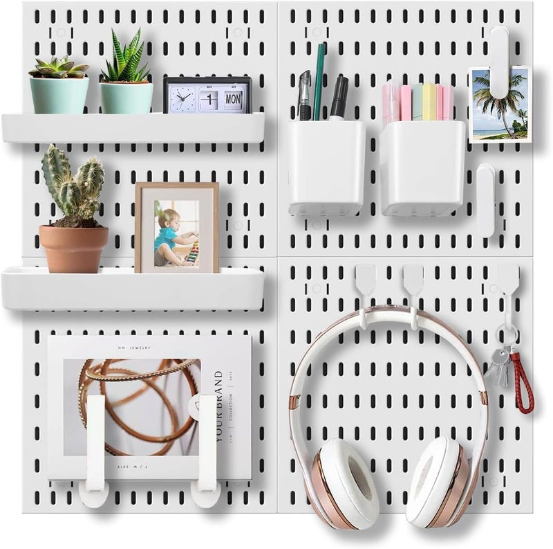felthouse Peg Board for Wall with Pegboard Accessories Metal Pegboard Wall Organizer for Study Table, Kitchen & Office Hanging Perforated Board Wall Organiser & Peg Board Storage System. - Image 1