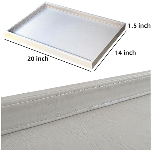 QAVOL 20 x 14 inches High-End Light Luxury Leather Rectangle Oversized Service Tray for Ottoman Tray, Coffee, Food, Family Dinner, Picnic, Party Essentials (Beige, 20 x 14 inch) - Image 5