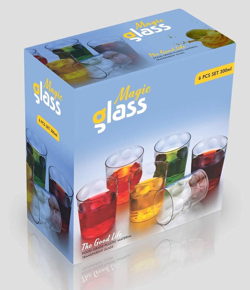 UNLOCK Unbreakable Transparent Water Wine Juice Glasses Plastic Glass Set 6 Pcs 300 ml - Image 4