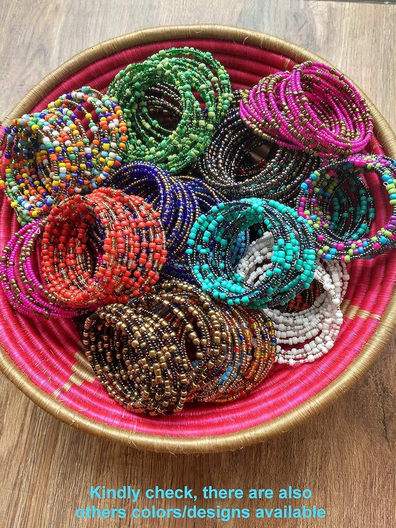 Handmade TEMBO AFRICA Set of 2 Beaded Bracelets for Women - Wrap Bracelets - Boho Jewelry Gifts - Black - Image 4