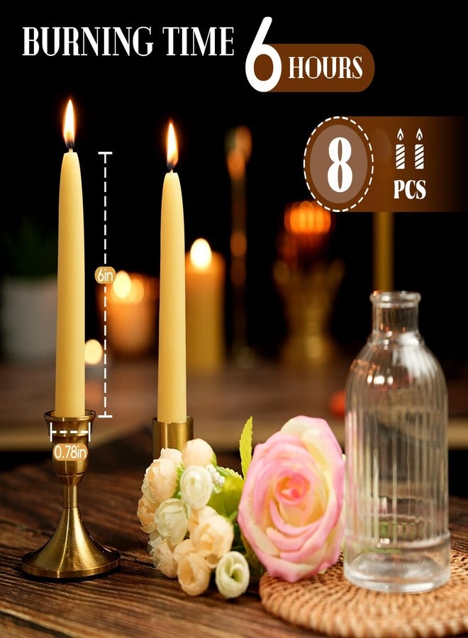 ginitiri 8 Pack Beeswax Short Taper Candles-6in Natural Beeswax Taper Candles-6 Hour Burning Short Candle Sticks Smokeless Bees Wax Candles for Home,Chime,Meditation,Ritual - Image 4