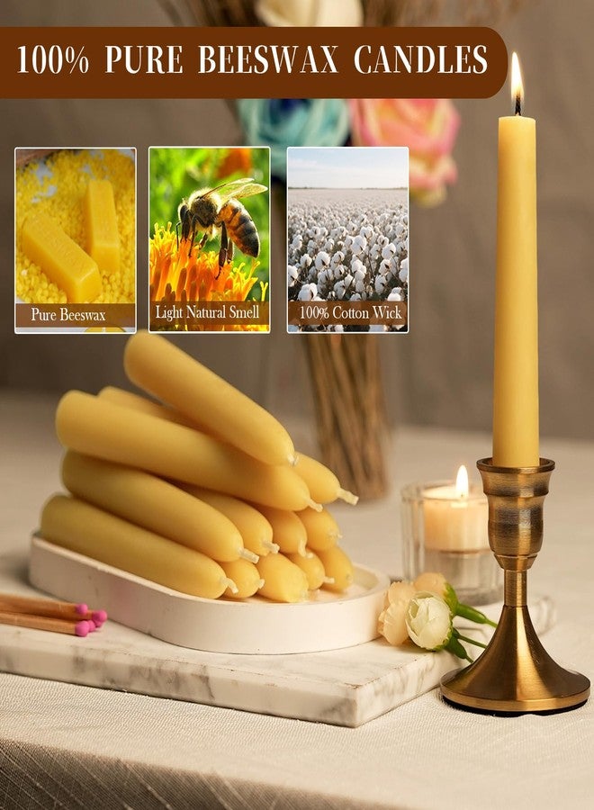 ginitiri 8 Pack Beeswax Short Taper Candles-6in Natural Beeswax Taper Candles-6 Hour Burning Short Candle Sticks Smokeless Bees Wax Candles for Home,Chime,Meditation,Ritual - Image 3