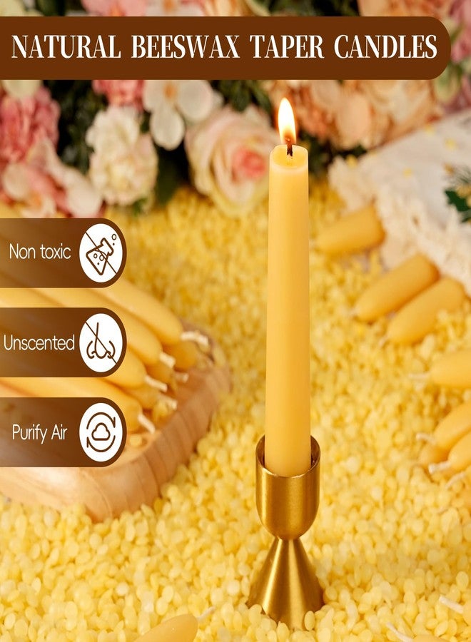 ginitiri 8 Pack Beeswax Short Taper Candles-6in Natural Beeswax Taper Candles-6 Hour Burning Short Candle Sticks Smokeless Bees Wax Candles for Home,Chime,Meditation,Ritual - Image 2
