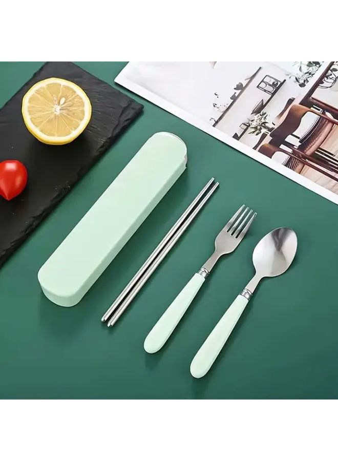 Pink Stainless Steel Cutlery Set 3 Pcs Portable Travel Fork Spoon Chopsticks Case - Image 5