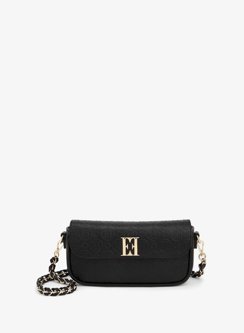 ELLE Monogram Debossed Crossbody Bag With Chain Strap