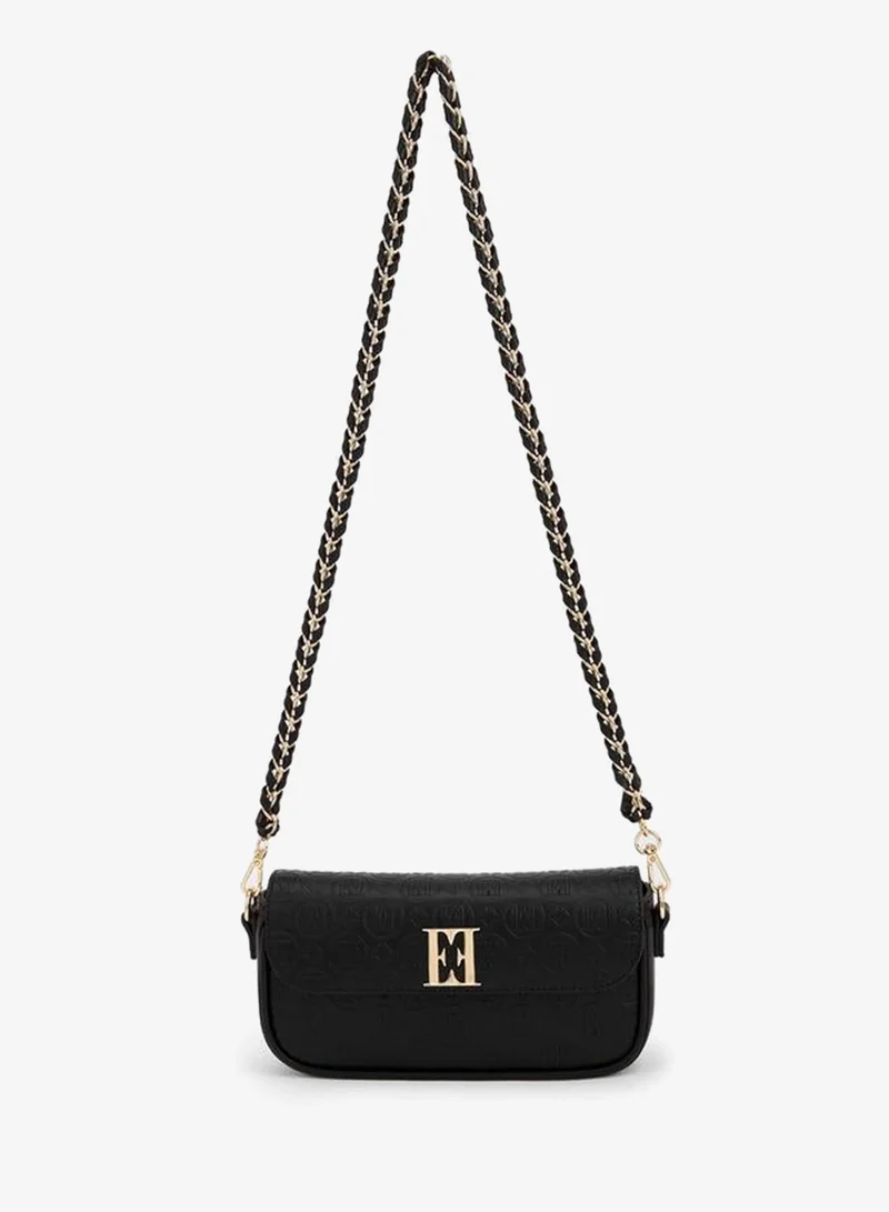 ELLE Monogram Debossed Crossbody Bag With Chain Strap