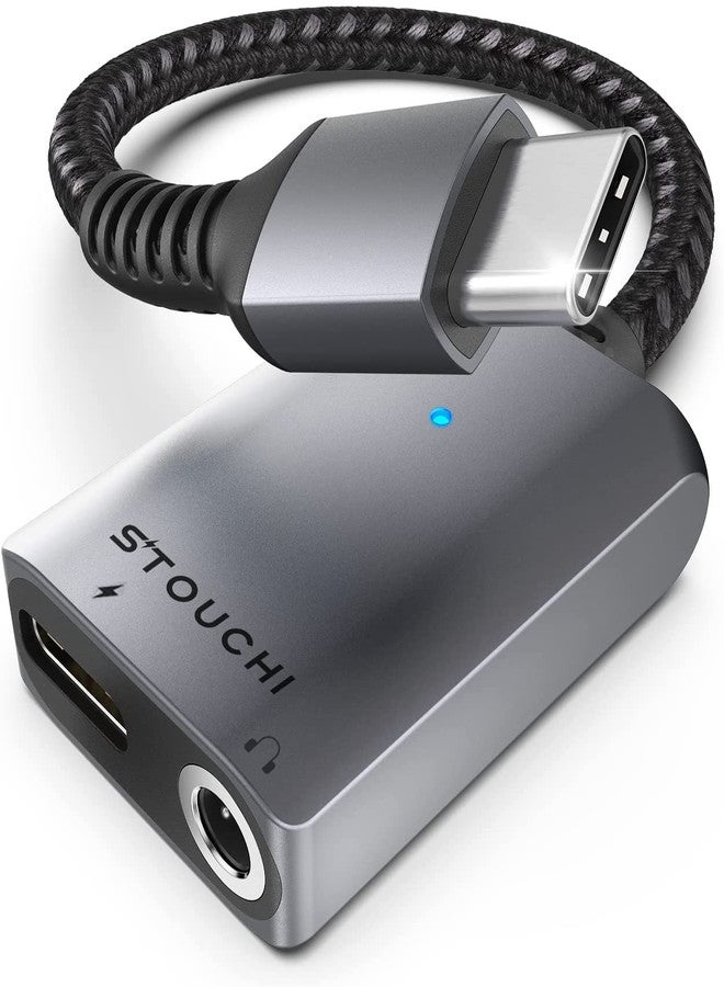 Stouchi محول شحن سماعات الرأس USB C إلى 3.5 مم 2 في 1 من ستوتشي مع شحن سريع PD و DAC عالي الدقة لسماعات الأذن آيفون 17 16 15، جالاكسي S25 /24/S24+/S23/S22/S21، آيباد برو، بيكسل 9/8/7 - Image 1