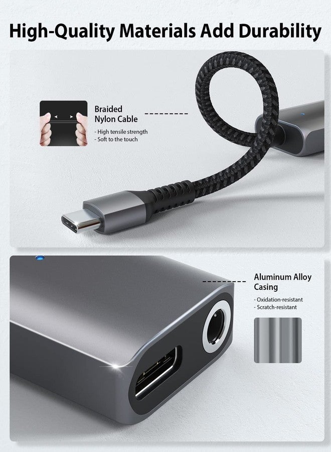 Stouchi محول شحن سماعات الرأس USB C إلى 3.5 مم 2 في 1 من ستوتشي مع شحن سريع PD و DAC عالي الدقة لسماعات الأذن آيفون 17 16 15، جالاكسي S25 /24/S24+/S23/S22/S21، آيباد برو، بيكسل 9/8/7 - Image 3