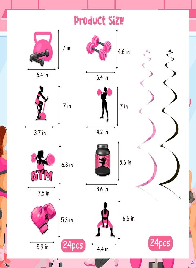 Cheereveal Gym Party Decorations for Girls Women, 24PCS Pink Black Gym Hanging Streamers Swirls, Fitness Weightlifting Sports Theme Birthday Baby Shower Party Supplies - Image 5