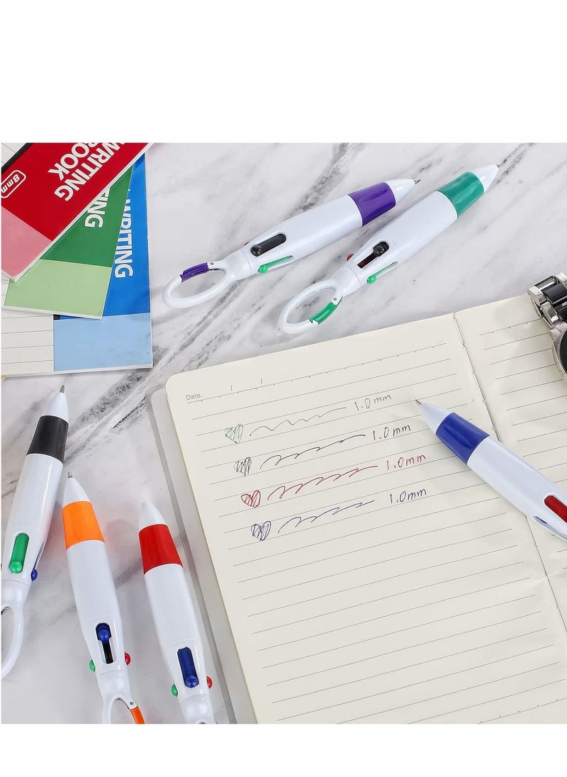 Y&D Multicolor Ballpoint Pen, Retractable Shuttle, 4-in-1 12 Counts, 1.0mm with Carabiner Clip for Office School Supplies Students Adults Kids  - Image 4