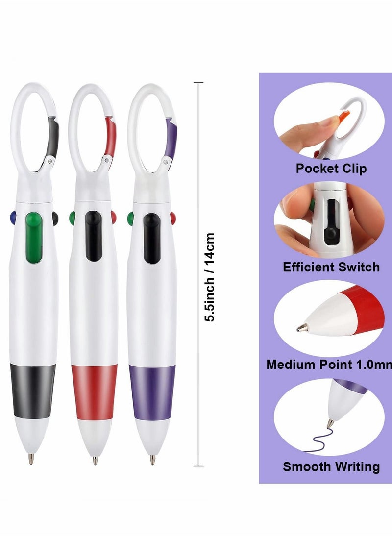 Y&D Multicolor Ballpoint Pen, Retractable Shuttle, 4-in-1 12 Counts, 1.0mm with Carabiner Clip for Office School Supplies Students Adults Kids  - Image 2