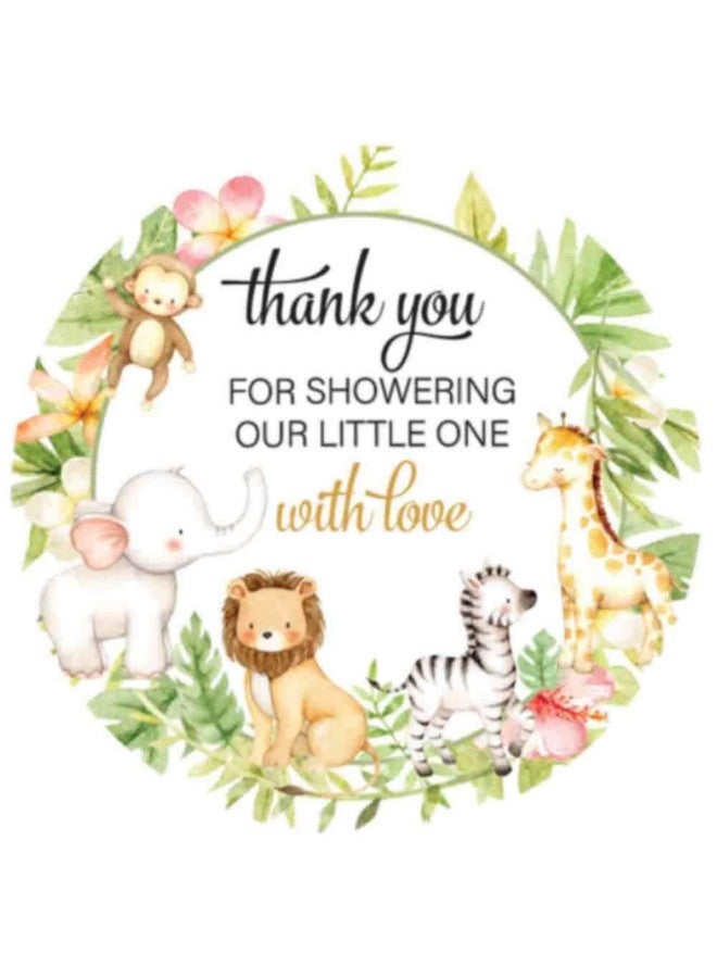 Digitaldoodlebug 1.9 Inch Thank You Stickers Baby Shower Party Favors Safari Animals 60 Labels - Image 1