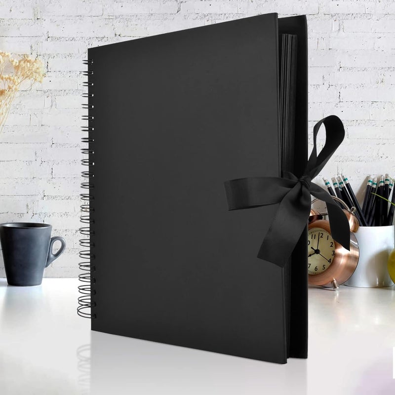 GOTIDEAL 12 x 12 Inch Scrapbook Album with 10 Metallic Markers,80 Pages Craft Paper Photo Album for Wedding and Anniversary, Family DIY Photo Album with Scrapbooking Stickers Corners(Black) - Image 5