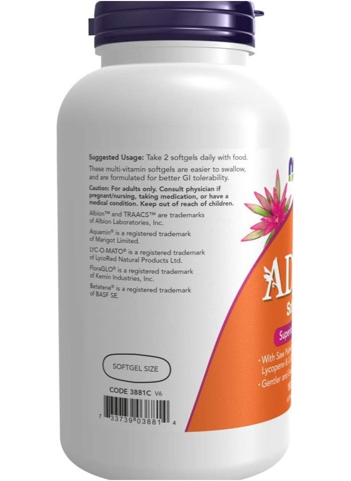 NOW Foods AdamTM Men's Multiple Vitamin -Softgels,180 Count (Pack of 1)