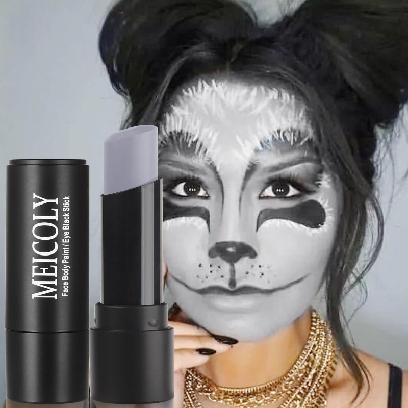 MEICOLY Light Grey Eye Black Stick,Waterproof Eye Black Baseball Softball Football Lacrosse,Gray Grey Face Body Paint Stick for Halloween SFX Zombie Grayscale Homestuck Cosplay Makeup - Image 4