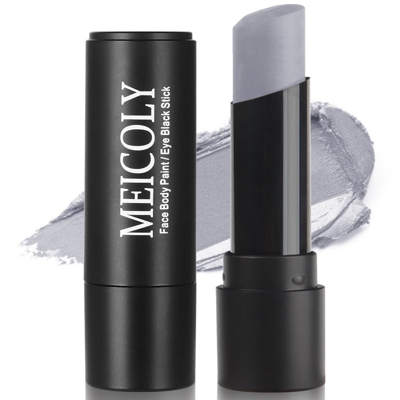 MEICOLY Light Grey Eye Black Stick,Waterproof Eye Black Baseball Softball Football Lacrosse,Gray Grey Face Body Paint Stick for Halloween SFX Zombie Grayscale Homestuck Cosplay Makeup - Image 1