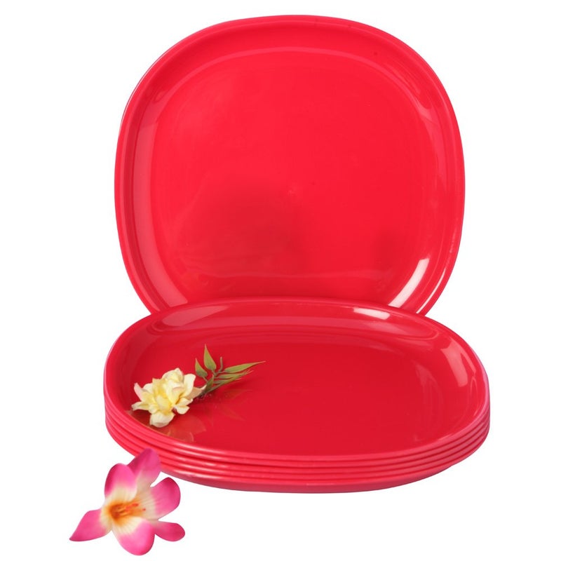 Incrizma Polypropylene Microwave Safe Break Resistant Dinner Plates, 6 Pieces, (Red, Square) - Image 5