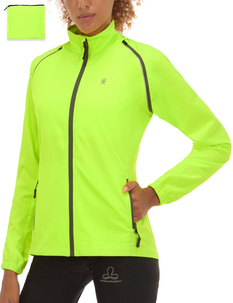 Little Donkey Andy Women's Quick-Dry Running Jacket Convertible UPF 50+ Cycling Jacket Windbreaker with Removable Sleeves Fluorescent Yellow Size M - Image 2