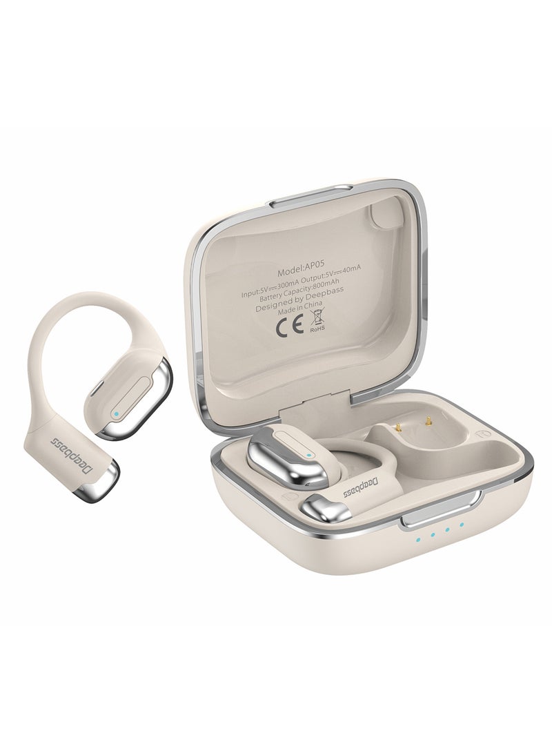 Deepbass سماعات رأس لاسلكية مفتوحة AP05 مع صوت ستيريو وبيس فائق - بيج - Image 3