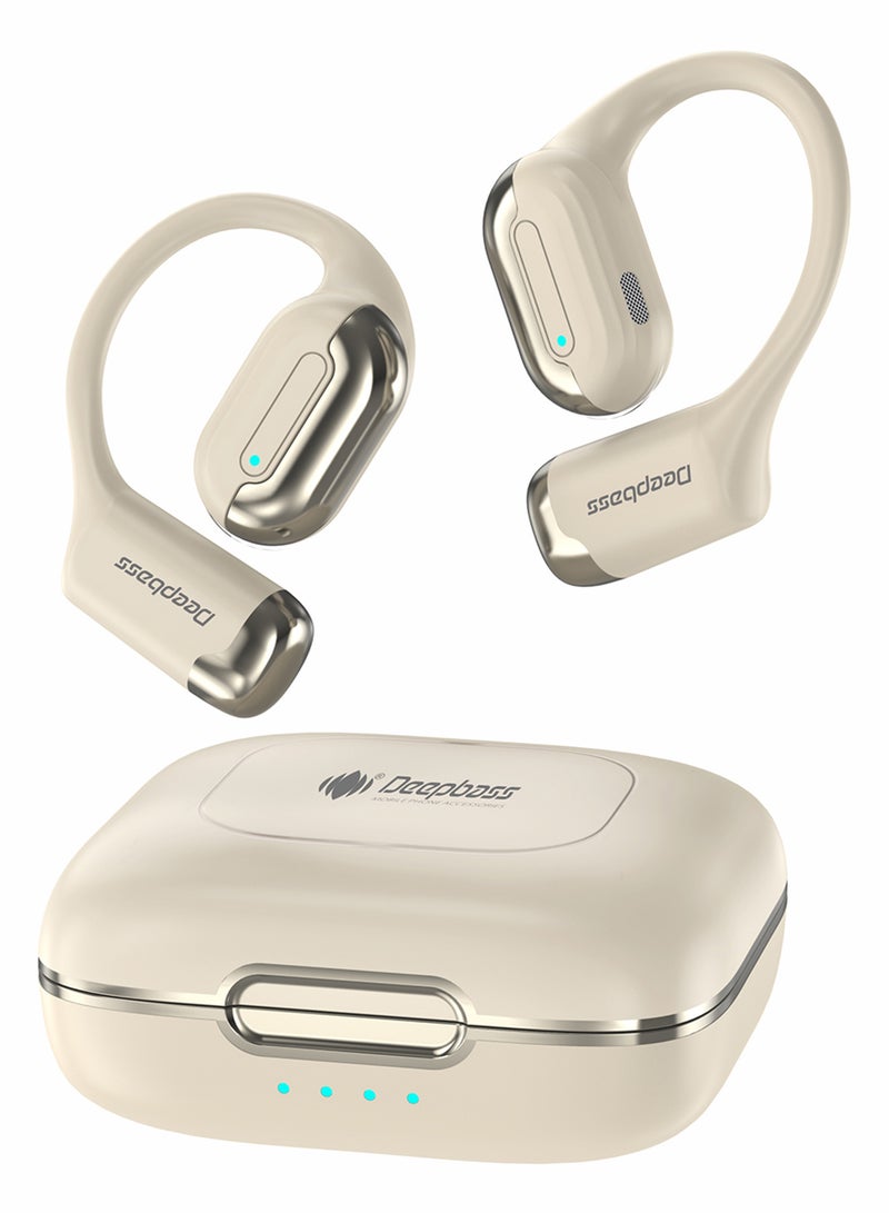 Deepbass سماعات رأس لاسلكية مفتوحة AP05 مع صوت ستيريو وبيس فائق - بيج - Image 1