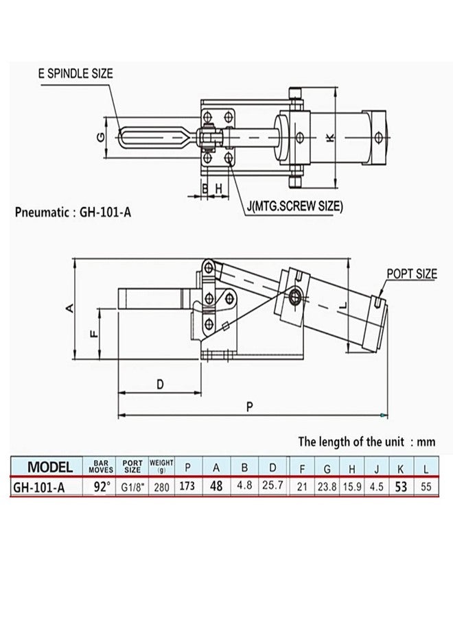 Walfront 300mm GH-12130 Professional Cylinder Pneumatic Hold Down Clamp used in welding, fixture - Image 4