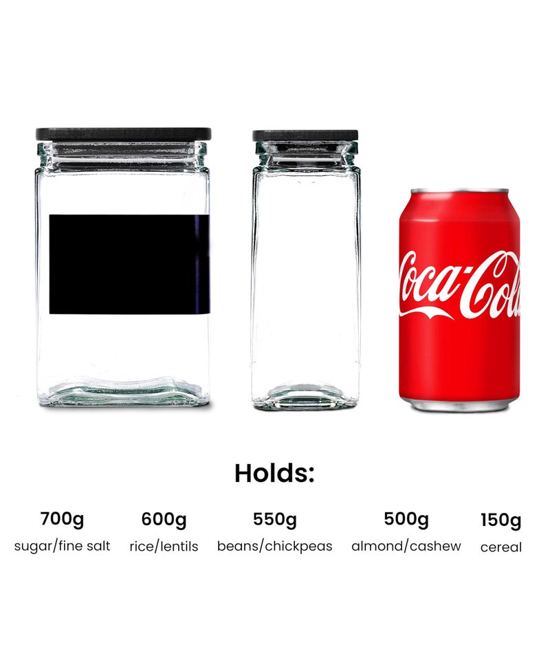 APT 1101 26 oz Glass Storage Jars with Bamboo Lid, set of 6, glass canisters with airtight lids, Clear jars with lids for Cookie, Candy, Tea, Coffee Bean and Rice, Black - Image 2