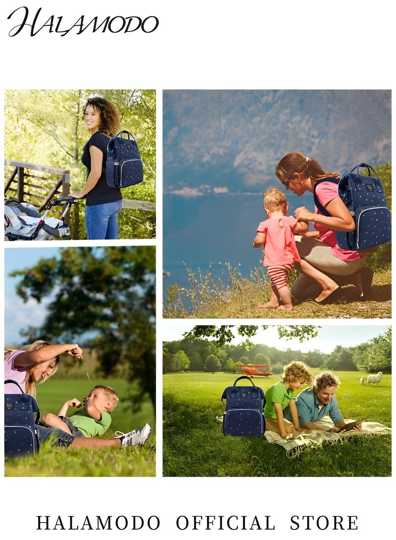 هالامودو حقيبة حفاضات أطفال، حقيبة ظهر مع حقيبة كلاتش، حقائب كبيرة متعددة الوظائف، حقيبة ظهر مقاومة للماء، حقيبة ظهر مطبوعة عالية الجودة وجيدة التهوية للأطفال والفتيات والأولاد - Image 5