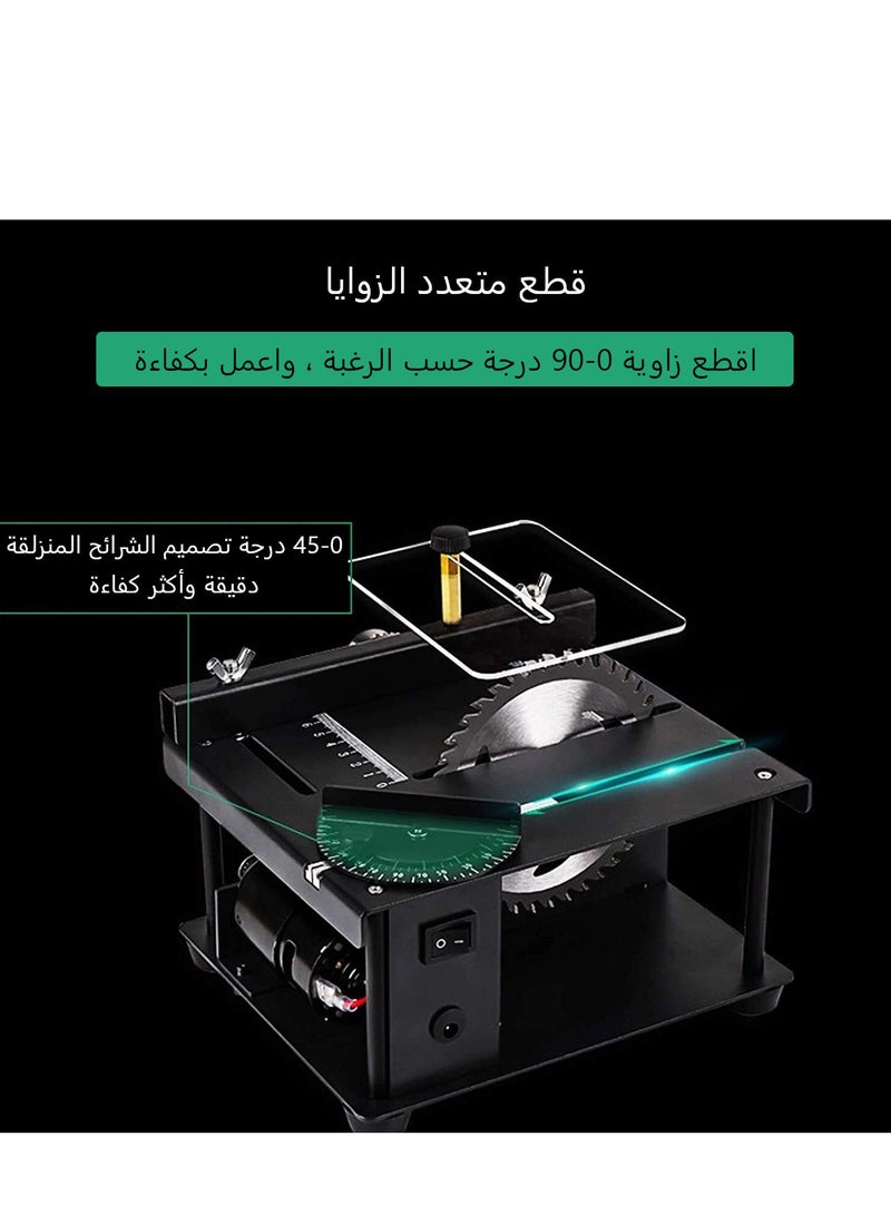 جيرزون منشار كهربائي صغير لسطح المكتب، منشار طاولة متعدد الوظائف، سرعة القاطع وزاويته قابلة للتعديل لقطع الخشب والبلاستيك والأكريليك (أسود-ترقية)  - Image 3