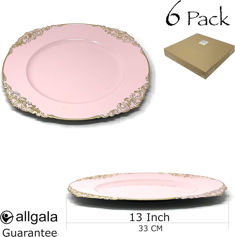 allgala أطباق شحن دائرية ثقيلة الجودة 13 بوصة 6 عبوات زهرية وردية HD80345 - Image 2