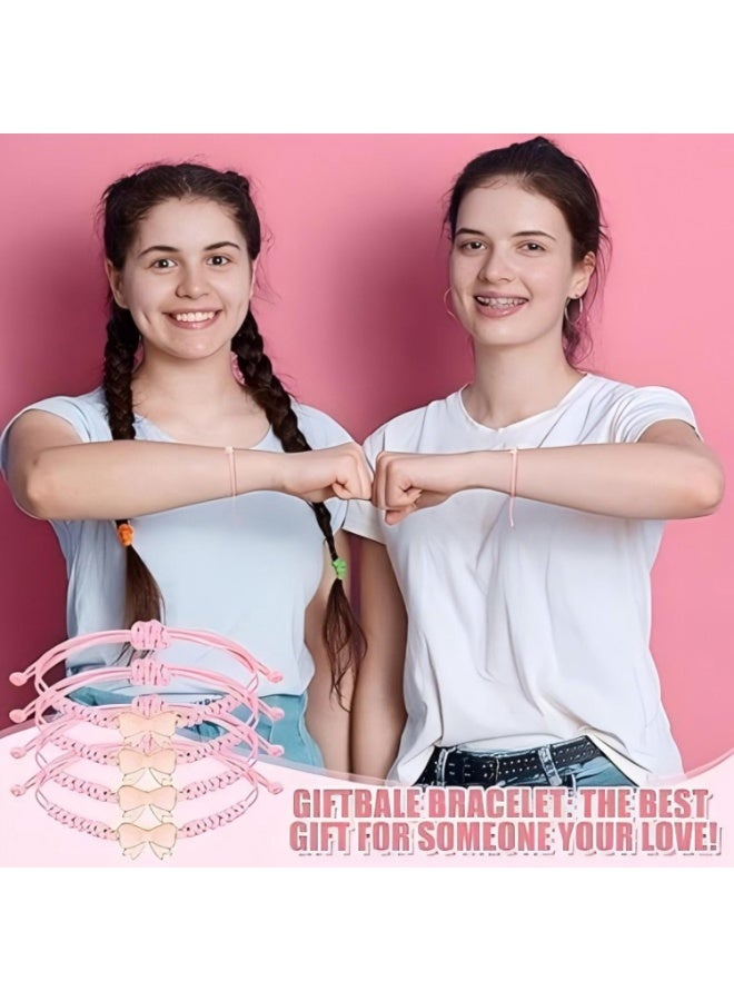 YelaJoy 12 Pack Coquette Bow Braided String Bracelets, Adjustable Pink Nylon Rope Bracelets with Bow Charm, Cheerleader Friendship Bracelets Bulk for Girls, Birthday Party Favors, Team Gifts for Cheer Dance - Image 3
