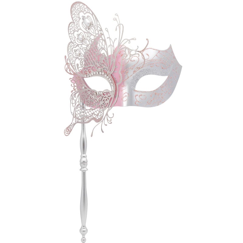 Coddsmz Masquerade Mask With Stick - Mysterious Venetian Butterfly Mask for Women's Halloween Party, Prom Ball - Image 1